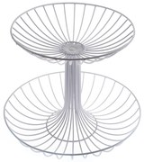 Kovový etažér, 2 poschodia, biela