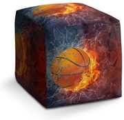 Taburet Cube basketbalová lopta, hnedá / čierna