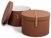 Hnedé kartónové úložné boxy v súprave 2 ks s vekom/dekoratívne ø 37,5x25 cm Rut Restore Paper Laminate – Bigso