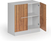 Kovová spisová skriňa s drevenými dverami, demontovaná, 800 x 800 x 400 mm, orech