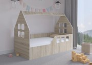 Detská domčeková posteľ KIDHOUSE - sonoma - pravá - 160x80 cm