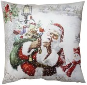Bielo-červená obliečka na vankúš Santa - 45*45 cm
