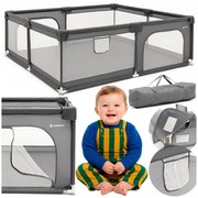 Detská ohrádka – zatvorená, 200 × 180 × 66 cm, skladacia, sivá Springos HA7529