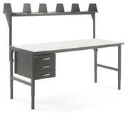Dielenský stôl Cargo, 2000x750 mm, 3 zásuvky + vrchná polica