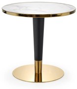 Halmar MORATA stôl okrúhly, biely mramor/čierny/zlatý