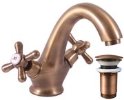 RAV SLEZÁK Morava umývadlová batéria s clic-clacom stará mosadz MK129.0SM