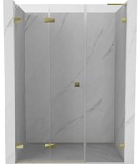 Mexen Lunar-F, L skladacie ľavé sprchové dvere 110 cm, číre sklo, zlatý profil, 836SL-110-050-50-00-L