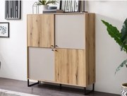 Vysoká úložná skrinka Cube, dub evoke / pieskovo šedá%