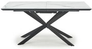 Rozkladací stôl Diesel 160/200x90cm Biely Marmur/Tmavé Popolavý/Čierna