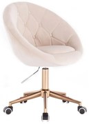 LuxuryForm DESIGN Kreslo VERA VELUR na zlatej podstave s kolieskami - krémové