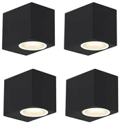 Sada 4 moderných nástenných svietidiel čiernych IP44 - Baleno