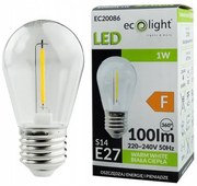ECOLIGHT LED žiarovka E27 - S14 - 1W - 100lm - teplá biela