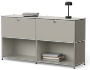 Kovový regál »CN3« s nastaviteľnými výklopnými priehradkami, svetlosivý