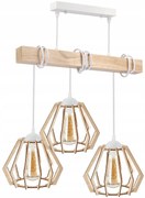 BERGE LED závesné stropné svietidlo, drevený trám, 3xE27, loft, brilantné drevo - biela