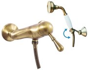 Sprchová batéria RAV Slezák LABE so sprchovacím setom 150 mm stará mosadz L081.5/2SM