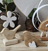 Drevená dekorácia vtáčik s bielym kvetom - 12*5*19 cm
