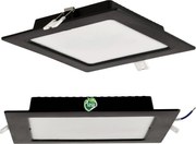 BERGE Štvorcový LED panel zapustený - čierny - 12W - PC - neutrálna biela