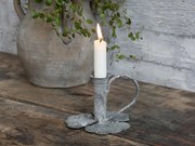 Zinkový antik svietnik na úzku sviečku Leaves - 13*12*9cm