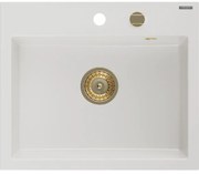Mexen Oscar, 1-komorový granitový drez 580x490x205 mm, biela, 6519581000-20-G