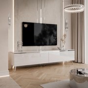 TV STOLÍK NESSIE 3 BIELY LESK + STRIEBORNÝ 180 cm