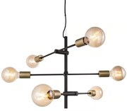 Nordlux Čierno-mosadzný závesný luster Josefine pre žiarovku 6x E27 48933003