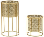 Súprava 2 stojanov na kvetináč v zlatej farbe Mauro Ferretti Golvy, výška 40 cm