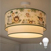 Brilagi-LED Detské prisadené stropné svietidlo BOBO 1xE27/60W/230V pr. 40 cm krémové / zelené / džungľa