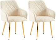 Set 2 jedálenských stoličiek Monett G - zamat, zlatý rám - krémová