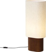 Japandi stojaca lampa orechové drevo s látkovým tienidlom 70cm - Lamel