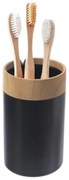 Kozmetický kelímok a držiak na kefky alebo štetce, čierny s bambusom TUKAN
