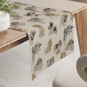 Biante Dekoračný behúň na stôl PML-096 Šteniatka na hnedobéžovom 20x120 cm