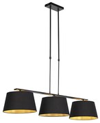 Závesné svietidlo s čiernymi a zlatými tienidlami z bavlny 32 cm - Combi 3 Deluxe