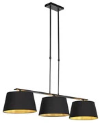 Závesné svietidlo s čiernymi a zlatými tienidlami z bavlny 32 cm - Combi 3 Deluxe