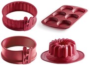 Coox Forma na koláč so skleneným dnom + Forma na bábovku + Forma na tartalette + Mini forma na tortu so skleným dnom, červená (800011880)