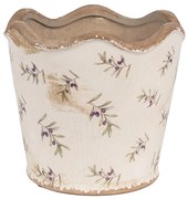 Béžový antik obal na kvetináč s olivami Olive Fields S - Ø 16*15 cm