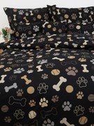 Bavlnené obliečky Renforcé – Psie labky čierne