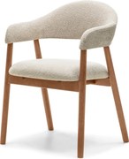 Čalúnená jedálenská stolička Sorento z masívu bouclé béžová/orech