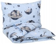 Detské bavlnené obliečky do postieľky 135x100 cm BABYMAM PREMIUM - Medvedíci vo vesmíre - modré