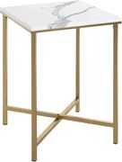 Štvorcový odkladací stolík Albufeira 39x39 cm, zlatý/mramorový%