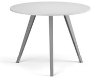 Konferenčný stôl PRIMO ZEN, priemer 100 cm, sivostrieborná podnož, biela