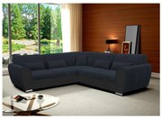 Rozkladacia rohová sedacia súprava s úložným priestorom v tvare L VISEU ľavá antracit/čierna