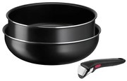 Tefal - Sada panvíc 3 ks INGENIO EASY COOK & CLEAN BLACK