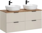 Comad Kúpeľňová skrinka s doskovými umývadlami set Adel Cashmere 120 kašmír/dub santa fe