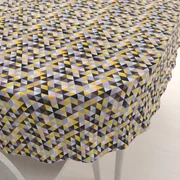 Biante Bavlnený oválny obrus Sandra SA-218 Žlto-hnedo-ružové trojuholníčky 100x140 cm