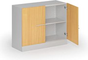 Kovová spisová skriňa s drevenými dverami, demontovaná, 800 x 1000 x 400 mm, buk