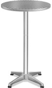 Výškovo nastaviteľný hliníkový barový stôl NERO, Ø60cm, strieborná Casaria