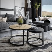 OKRÚHLY KONFERENČNÝ STOLÍK LEONARDO 2v1 DUB ARTISAN + ČIERNÝ MATNÝ 50/70