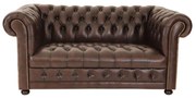 Pohovka dvojmiestna Chesterfield Manchester z pravej hovädzej kože Brown Brown