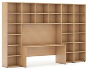 Zostavy knižníc INTEGRO so stolom, vyšší/šírší, 3550 x 700/400 x 2300 mm, buk