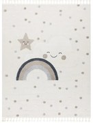 Detský koberec YOYO EY78 biely / béžový - mraky, dúha, kvapky